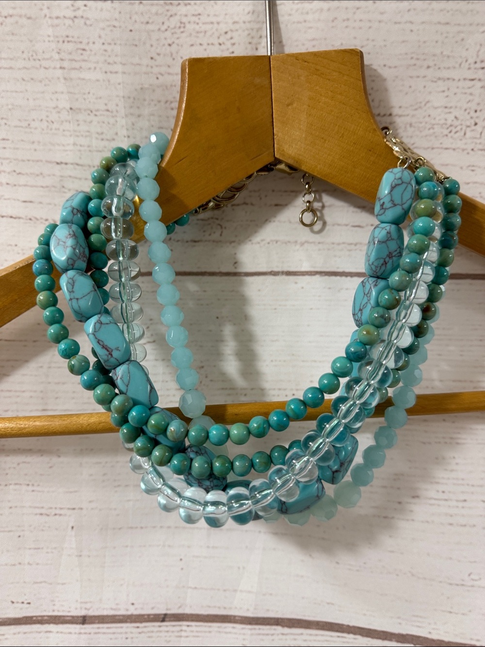 Banana Republic Multi-Strand Turquoise Beaded Statement Necklace 20"